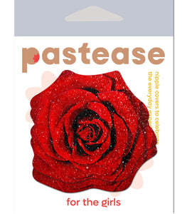 Pastease Rose Red Glitter Velvet Nipple Pasties