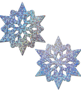 Silver Glitter Snowflakes Nipple Pasties