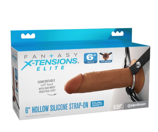 Fantasy X-tensions Elite 6in Silicone Hollow Strap-on Dual Density - Brown Default Title