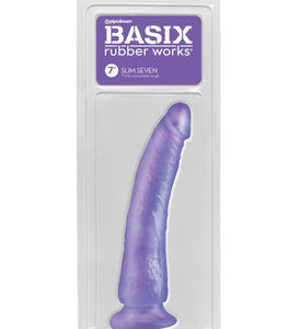 Basix Rubber Works Slim 7in Dong W/ Suction Cup