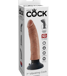 King Cock 7 In Vibrating Tan