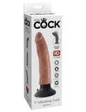 King Cock 7 In Vibrating Tan