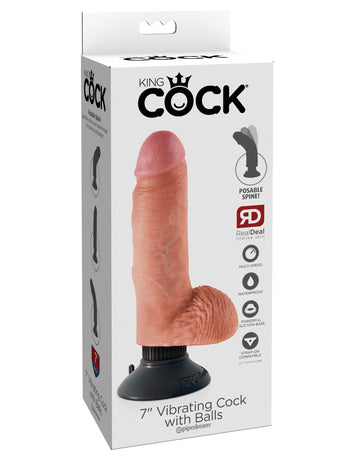 King Cock 7 In Cock W/balls Flesh Vibrating Default Title