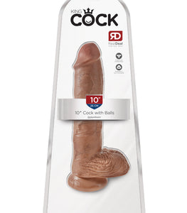 King Cock 10 In Cock W/balls Tan