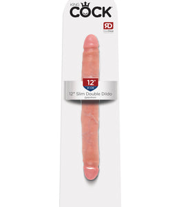 King Cock 12in Slim Double Dildo Flesh