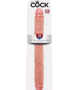 King Cock 16in Thick Double Dildo Flesh