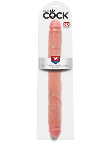 King Cock 16in Thick Double Dildo Flesh