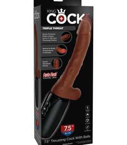 King Cock Plus 7.5in Thrusting Cock W/ Balls Brown