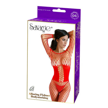 Alluring Fishnet Bodystocking Red Default Title