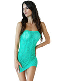 Lace Strapless Mini Dress Green
