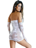 Sheer Keyhole Mini Dress White