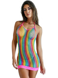 Rainbow Mini Fishnet Dress Default Title
