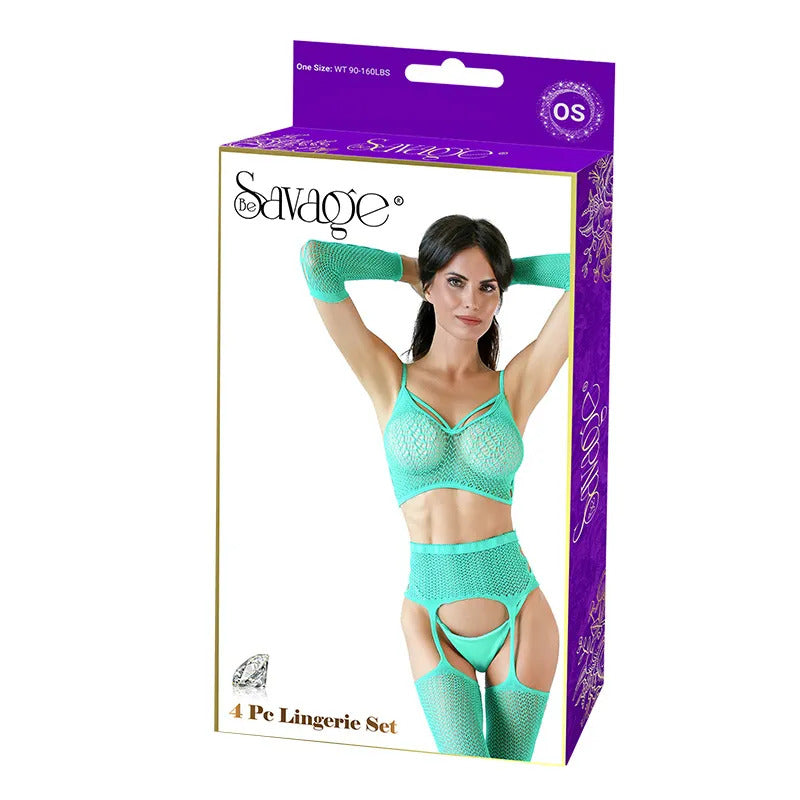4pc Lingerie Set Green Default Title