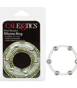 Steel Beaded Silicone Ring Xl