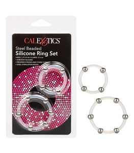 Steel Beaded Silicone Ring Set