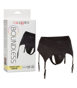 Boundless Thong W/ Garter Harness Black