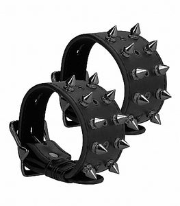 Ouch! Skulls & Bones Handcuffs W/ Spikes Black