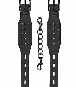 Ouch! Skulls & Bones Handcuffs W/ Spikes Black