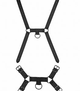 Ouch! Skulls & Bones Male Harness W/ Spikes Black