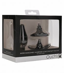 Interchangeable Butt Plug Set Rounded Black