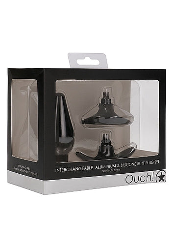 Interchangeable Butt Plug Set Pointed Black