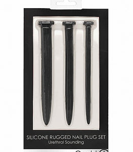 Silicone Rugged Nail Plug Set Urethral Sounding Black