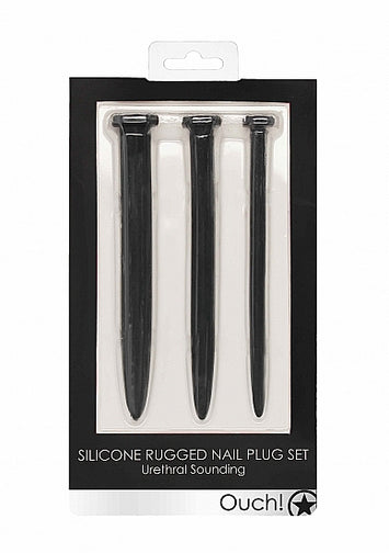 Silicone Rugged Nail Plug Set Urethral Sounding Black Default Title