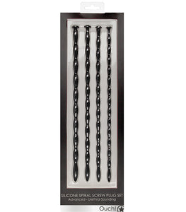 Silicone Spiral Screw Plug Set Advanced Urethral Sounding Black Default Title