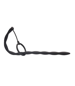 Silicone Plug & Cock Ring Set Urethral Sounding Black Default Title