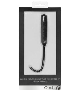 Silicone Vibrating Bullet Plug W/ Beaded Tip Urethral Sounding Black Default Title