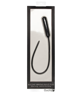 Silicone Vibrating Bullet Plug Extra Long Urethral Sounding Black Default Title