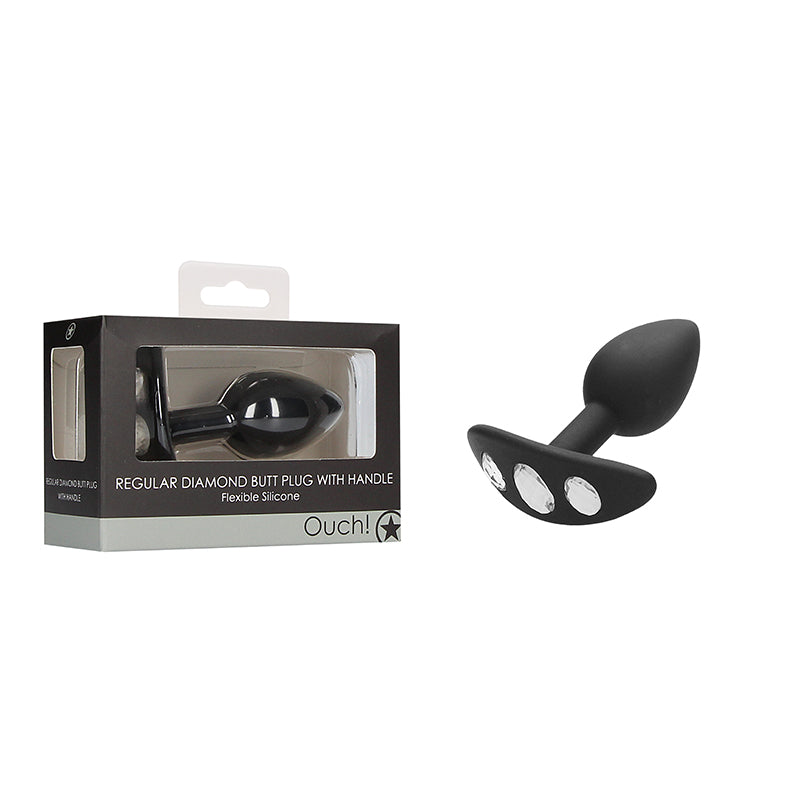 Regular Diamond Butt Plug W/ Handle Black Default Title