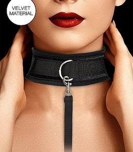 Velvet & Velcro Collar & Leash Adjustable Black Default Title