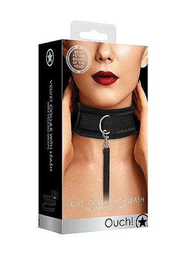 Velvet & Velcro Collar & Leash Adjustable Black Default Title