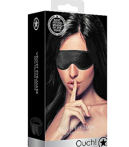 Velvet & Velcro Eye Mask Adjustable Black