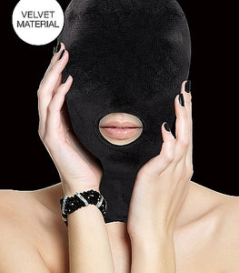 Velvet & Velcro Mask W/ Mouth Opening Black