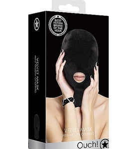 Velvet & Velcro Mask W/ Mouth Opening Black