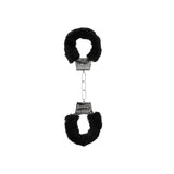 B&w Pleasure Furry Hand Cuffs W/ Quick Release Button