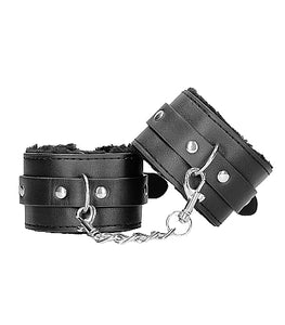 B&w Hand Cuffs W/ Straps Bonded Leather