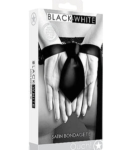 B&w Satin Bondage Tie Black