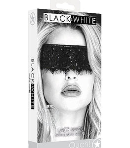 B&w Lace Mask With Elastic Strap