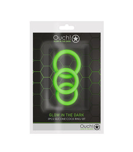 Glow 3pcs Cock Ring Set Glow In The Dark