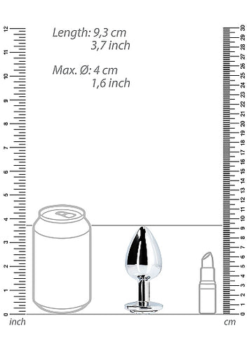 Round Gem Butt Plug Silver Diamond Medium