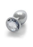 Round Gem Butt Plug Silver Diamond