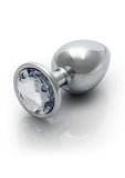 Round Gem Butt Plug Silver Diamond