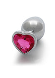 Heart Gem Butt Plug Silver Rubellite Pink