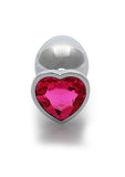 Heart Gem Butt Plug Silver Rubellite Pink