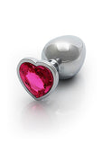Heart Gem Butt Plug Silver Rubellite Pink
