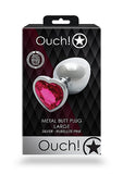 Heart Gem Butt Plug Silver Rubellite Pink