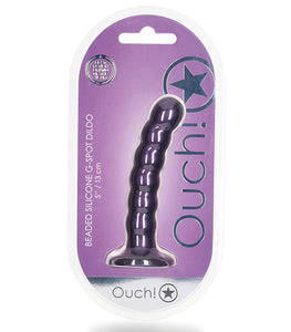 Ouch! Beaded Silicone G-spot Dildo 5 In Metallic Metallic Purple